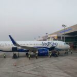 IndiGo Airbus A320 parked at Maharaja Bir Bikram Airport terminal in Agartala, representing airports in Tripura.