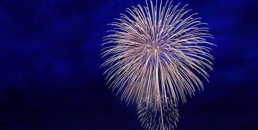 Fireworks light up the night sky during the New Year in Tamil Nadu celebrations.