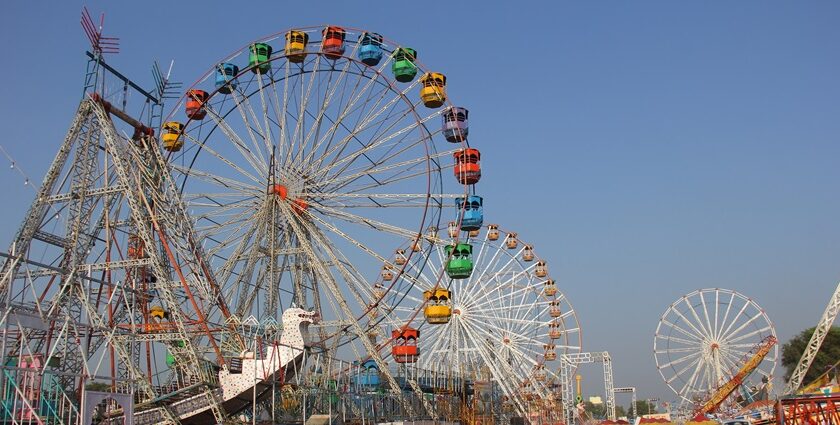 Image of Vautha Fair Dholka & Festival in Gujarat colourful rides for visitors