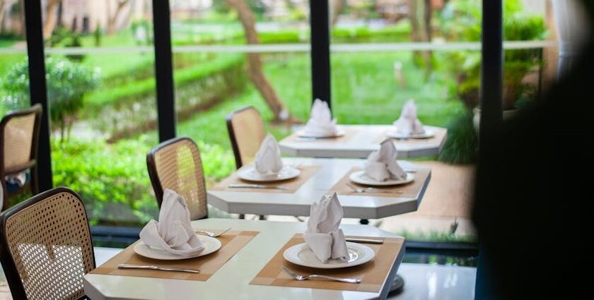 Elegant interior of JB’s Restaurant with stylish table setting, one of the finest veg restaurants in Guwahati.